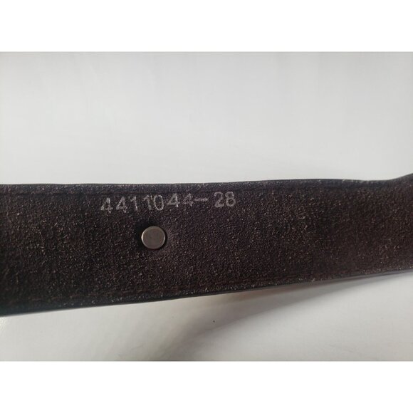 Nocona Western Genuine Leather Brown Belt Silver Buckle Embellishments Sz 28 - Picture 4 of 8